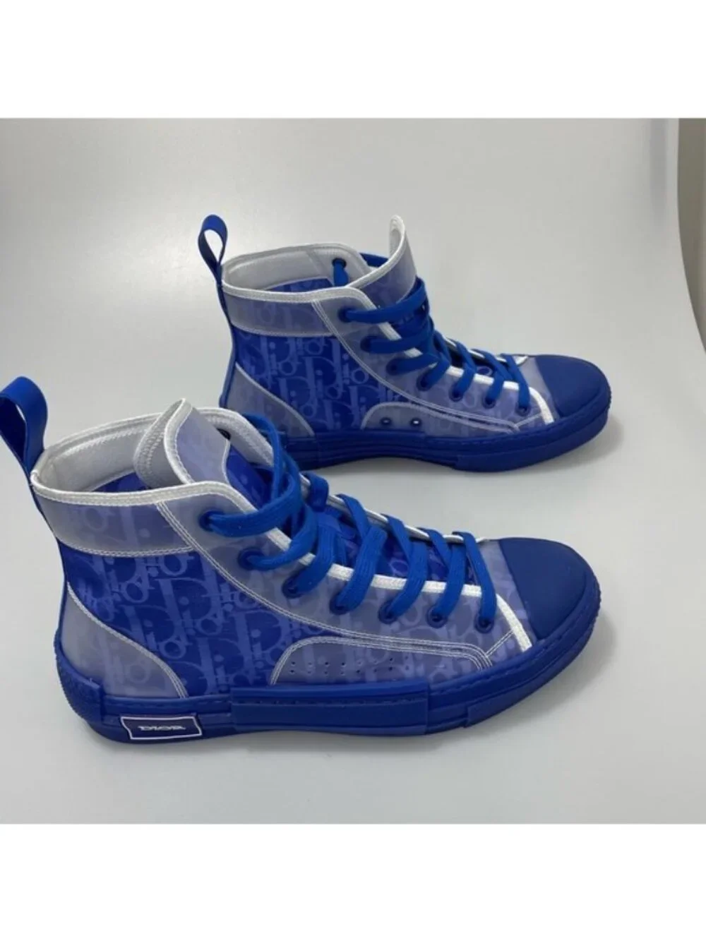 Dior SS B23 Blue Oblique High Top Sneakers Men’s EU 39/US 6 $1200.